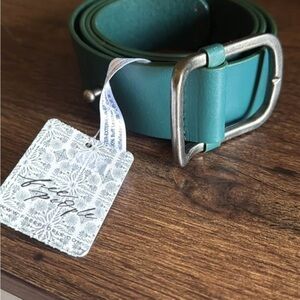 Free People Teal Belt with Silver Buckle
